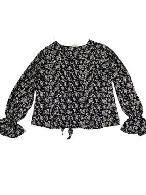 Sandy & Sid Floral Fairy Grunge Top M Black Button Up Whimsygoth Romantic Indie